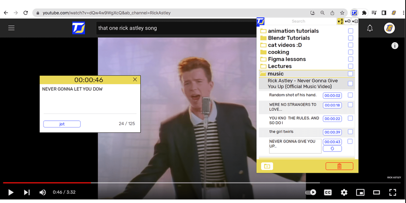 image displaying youtube with extention in action. displays dropdown and floating input box with groups expanded